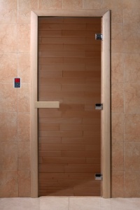 Дверь для бани и сауны DoorWood 700x1900 "Теплый день" (бронза) фото