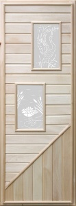 Дверь для бани и сауны DoorWood с 2-мя стеклами фото