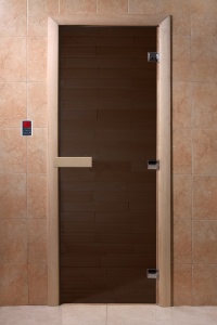 Дверь для бани и сауны DoorWood 700x1800 "Теплая ночь" (бронза матовая) фото