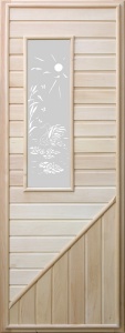 Дверь для бани и сауны DoorWood со стеклом прямоугольным фото